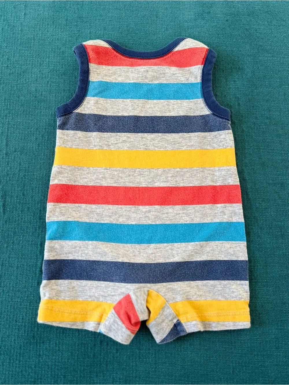 The Children's Place Colorful Striped Cotton Baby Tank Romper with Snaps 3-6M